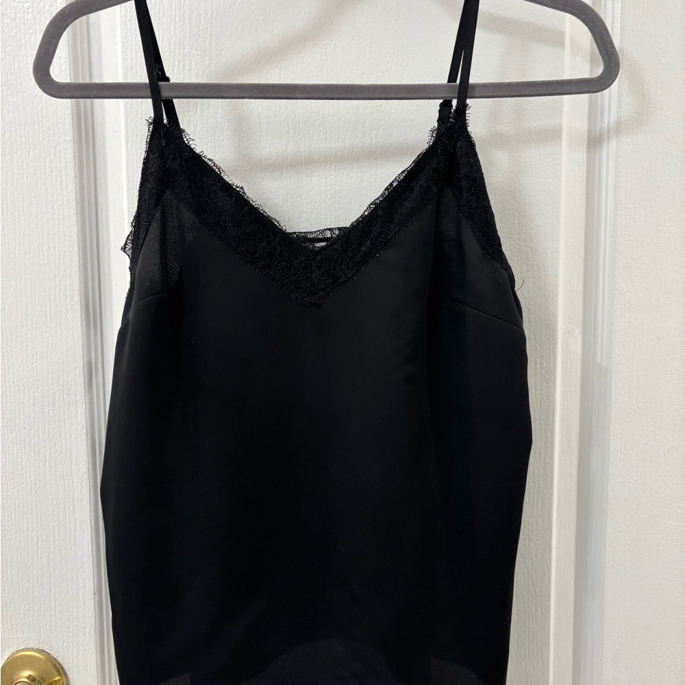 Topshop Black Lace Detail Cami Camisole Top Minimalist Layering Piece Basics